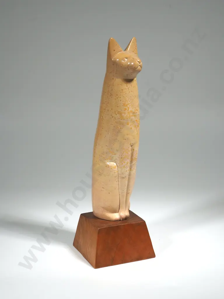 Carved Stone Cat On A Plinth  Image 1++
