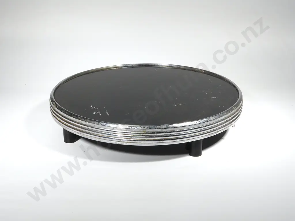 Art Deco Black Glass & Chrome Cake Stand  Image 1++