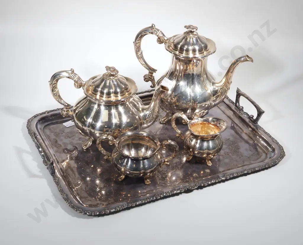 S/P Oblong Double Handled Tray & Four Piece S/P Tea Set Image 1++