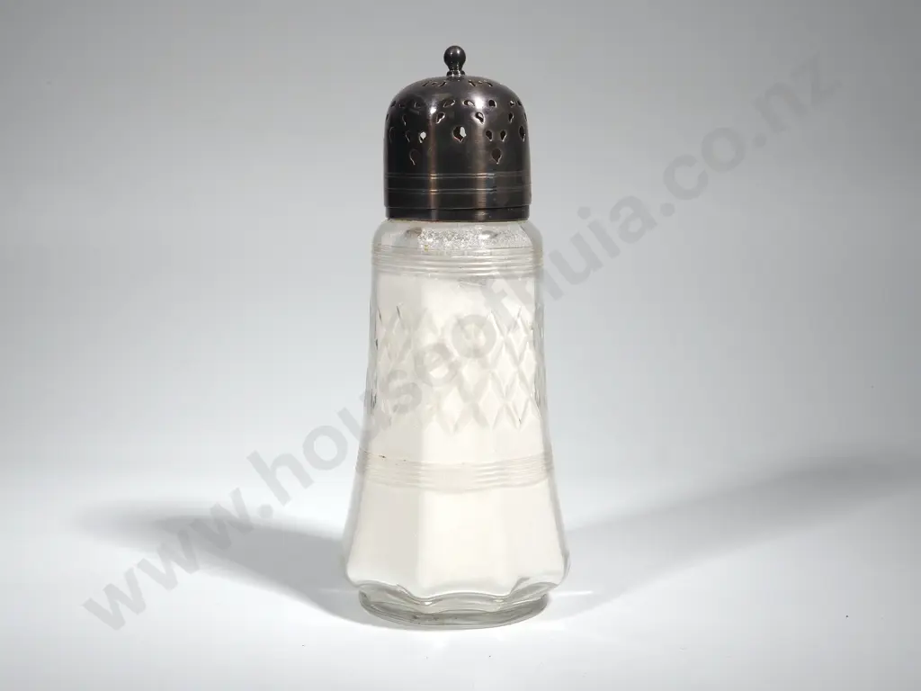 Silver Plated & Glass Sugar Shaker  Image 1++
