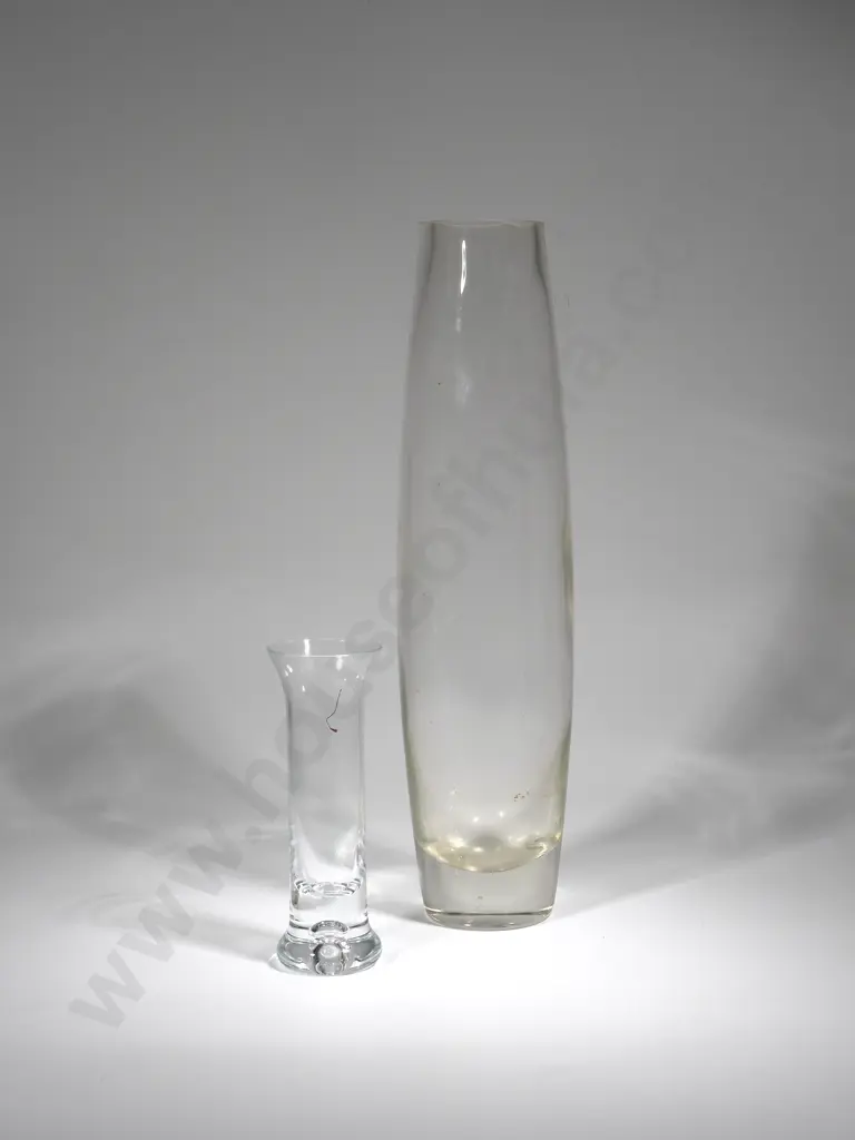 Mid Century Tall Tapered Glass Vase & A Small Specimen Vase  Image 1++
