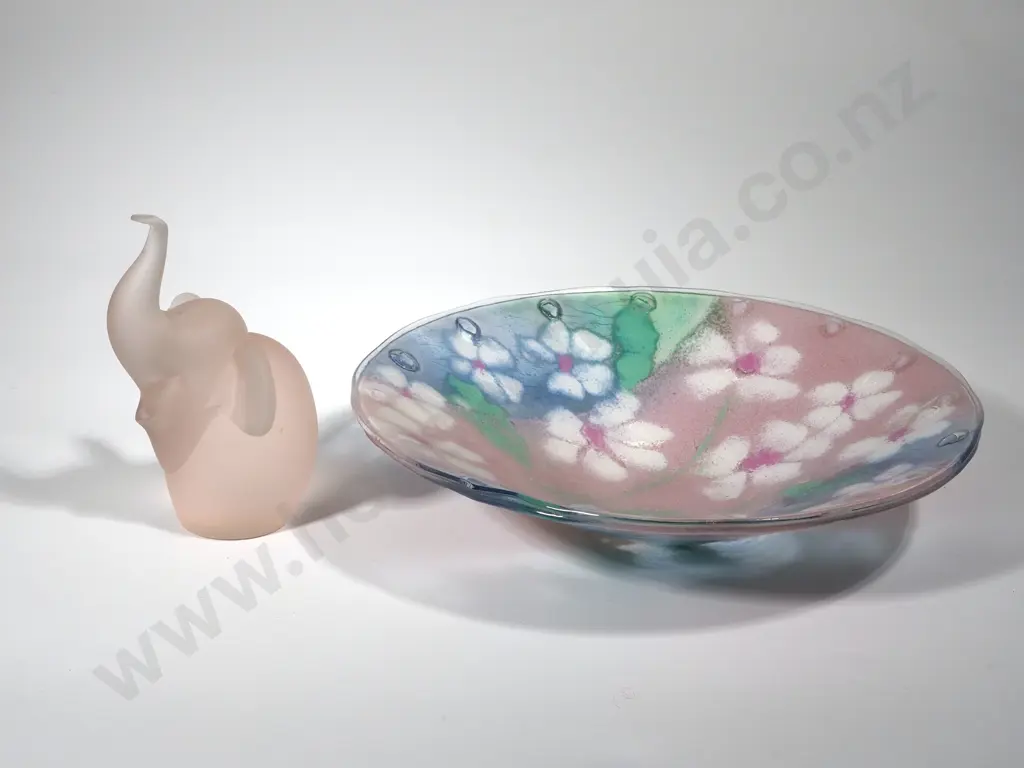 Australian Enamelled Glass Bowl & A Pink Elephant Image 1++