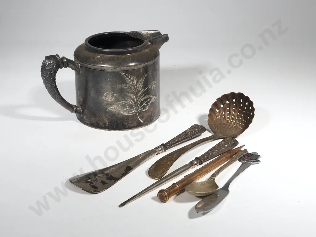 Silver Plate Jug & Assorted Items incl Rolled Gold Pencil & Sterling Silver Shoe Set  Image 1++