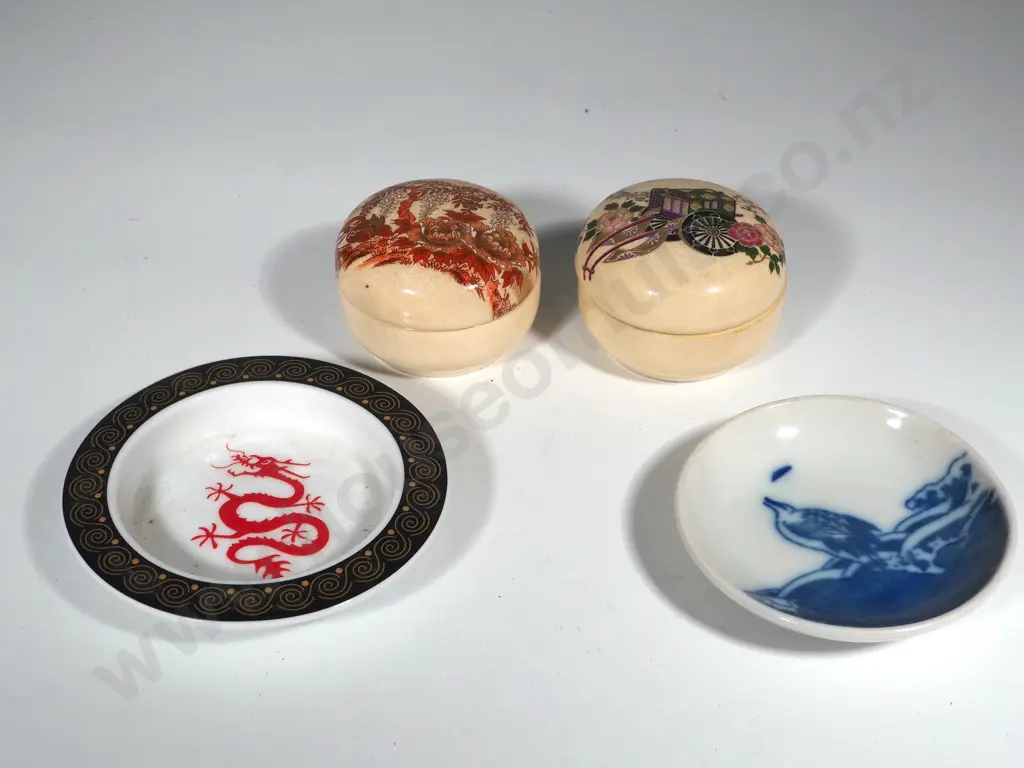 Two Satsuma Small Lidded Pots And Two Small Trinket Dishes  Image 1++