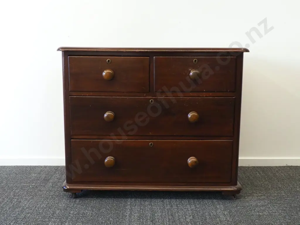 Stained Kauri Chest Of Four Drawers  Image 1++