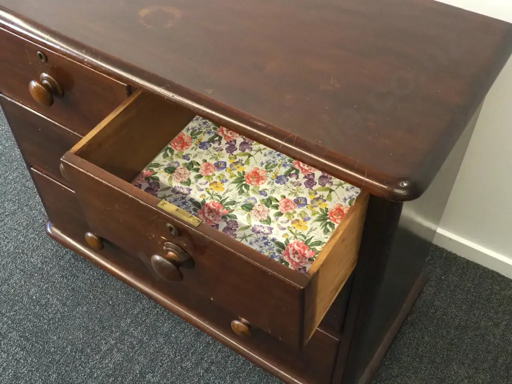 Stained Kauri Chest Of Four Drawers  Image 1++