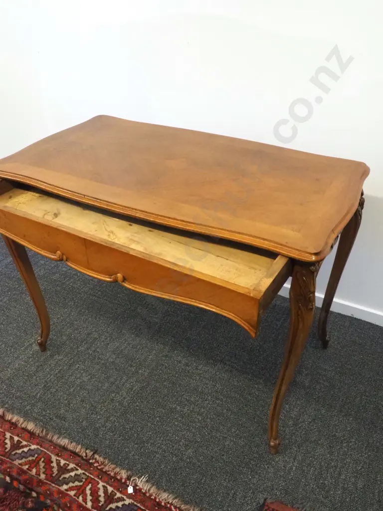 French Crossbanded  Side Table with Single Frieze Drawer on Cabriole Legs  Image 1++