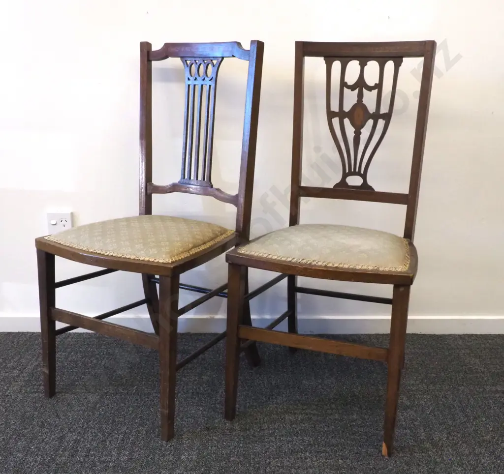 Two Single Edwardian Occasional Chairs with Inlay  Image 1++