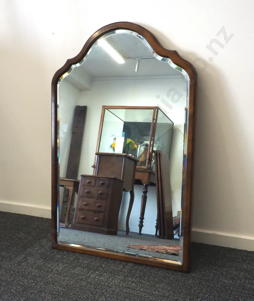 Large Mahogany Dome Top Bevelled Edge Mirror  Image 1++