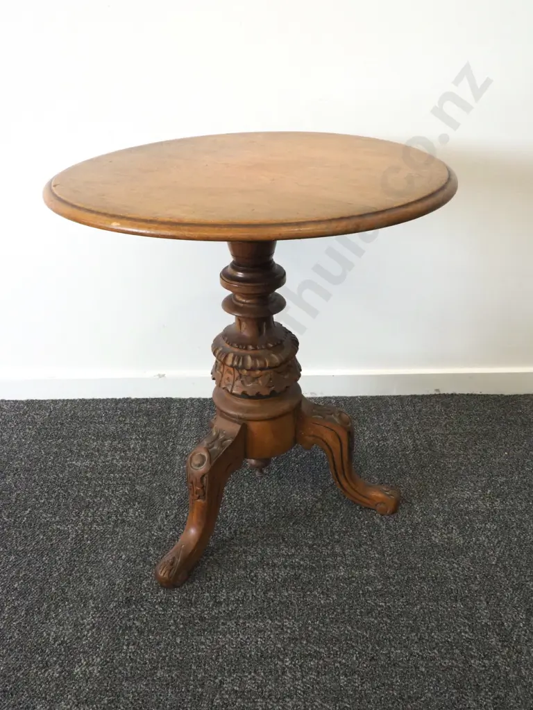 Small Round Occaisonal Table On A Carved Tripod Base  Image 1++