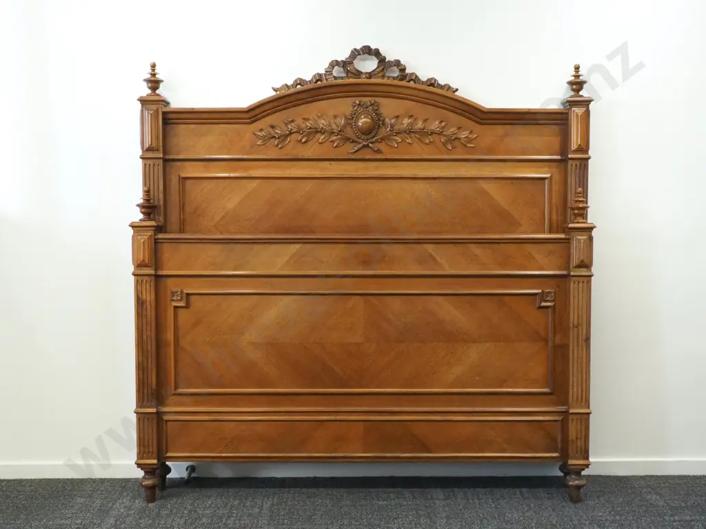 Mahogany Double Bed Head & Foot with Applied Molded Decoration Image 1++