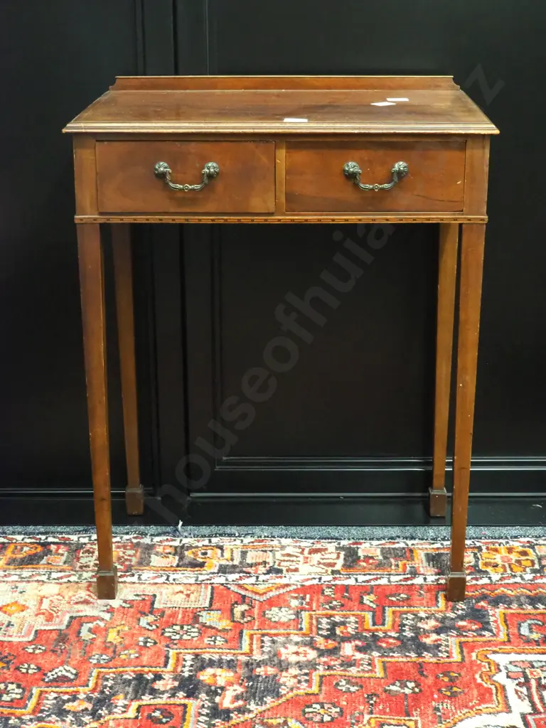 Mahogany Sheraton Style Two Drawer Side Table Image 1++