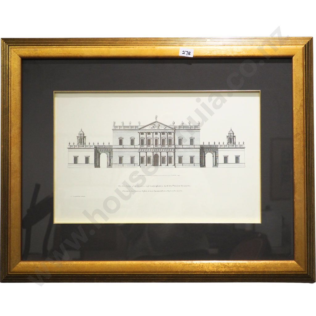 Framed Print of Architectural Drawing - Inscribed to Lord Percival Image 1++