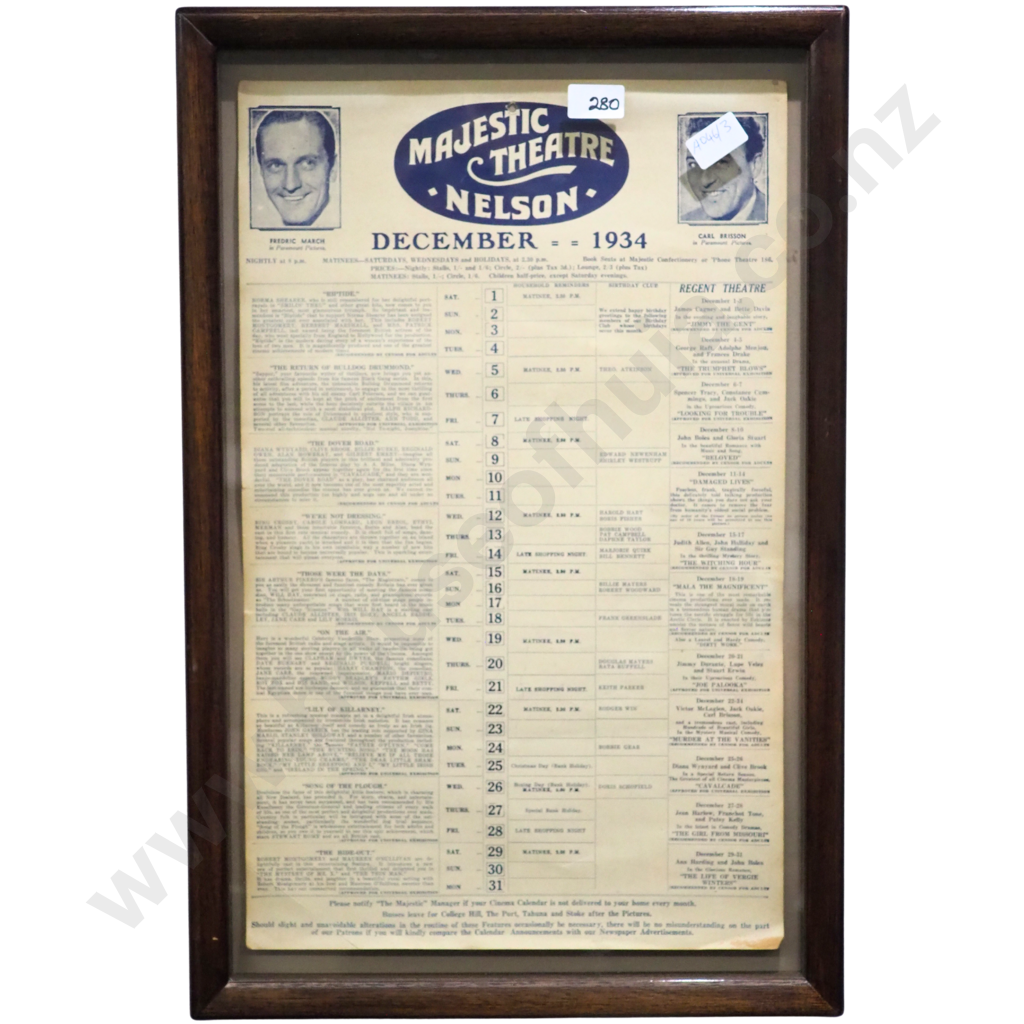 Framed 1934 Nelson Majestic Theatre Playbill Image 1++
