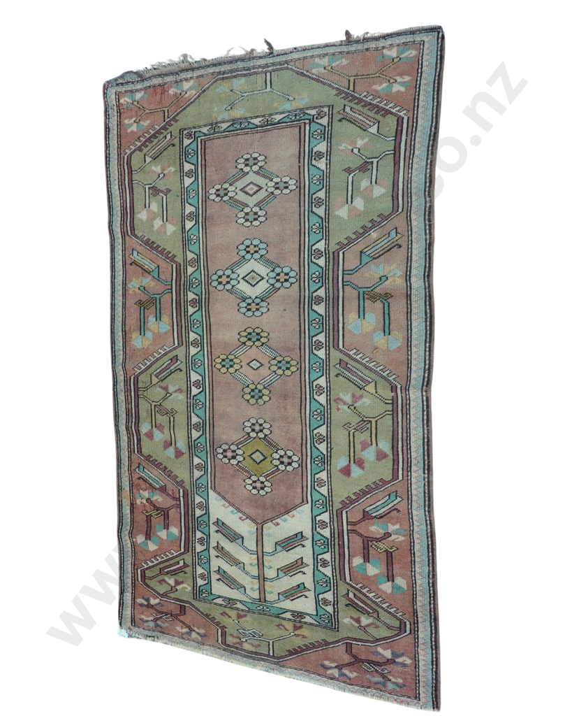 Hand-knotted Vintage Wool Rug Pastel Tones Image 1++