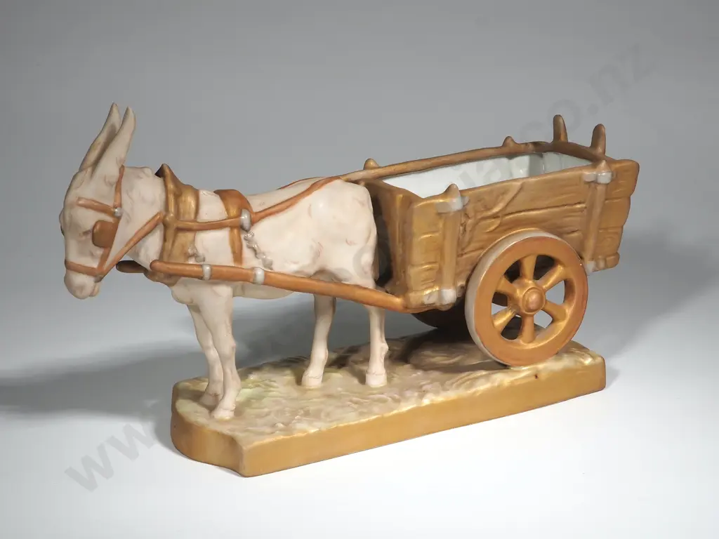 Donkey & Cart Figure Royal Dux Bohemia Image 1++
