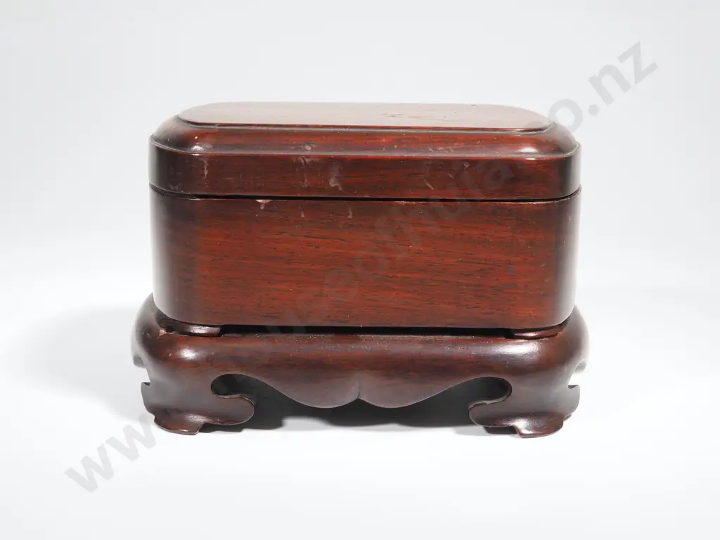Heavy Oriental Box On Stand. Possibly Rosewood  Image 1++