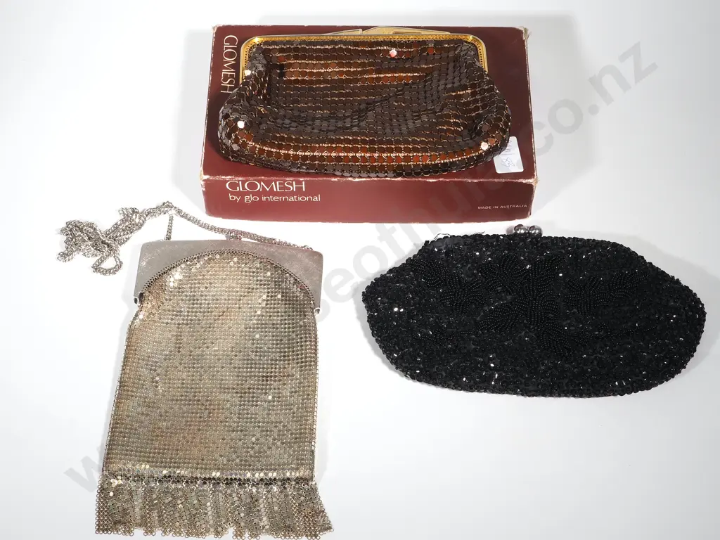Three Evening Bags - One Glomesh - One Whiting & Davis - One Vintage Beaded Image 1++