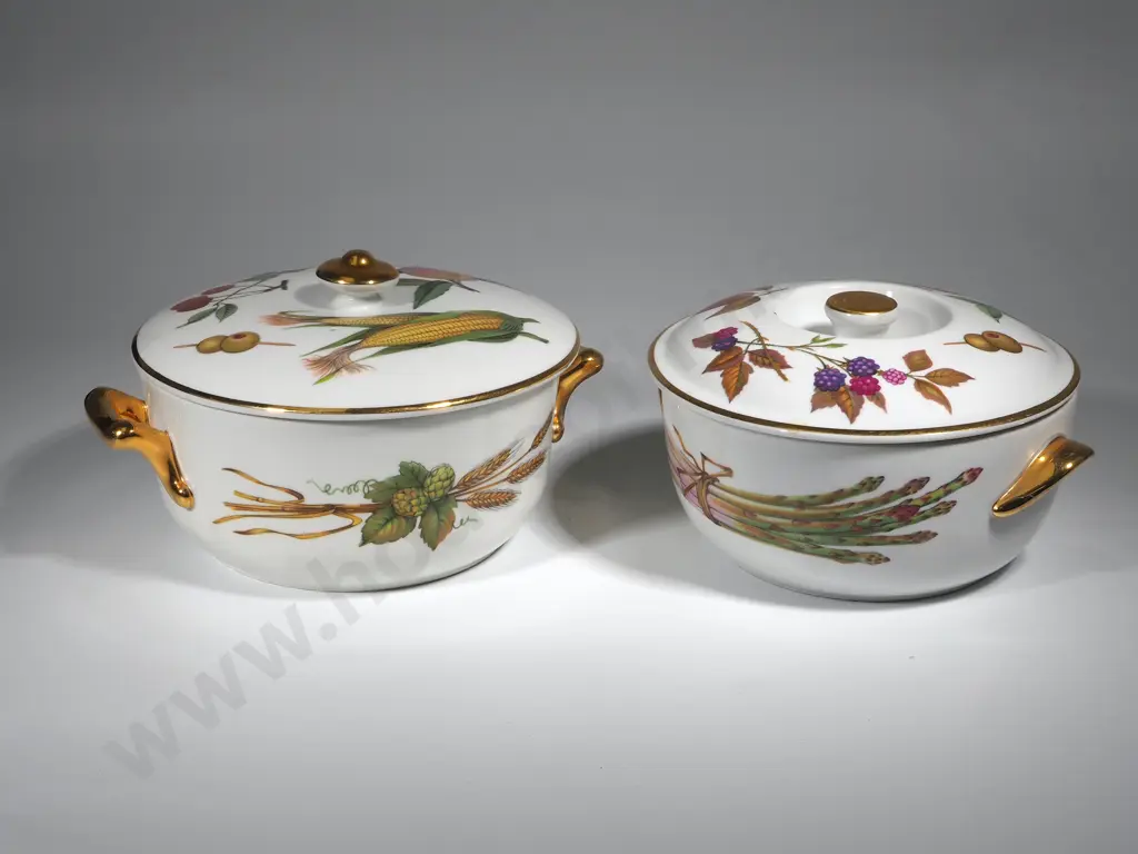 Pair Of Royal Worcester "Evesham" Casserole Dishes. Image 1++