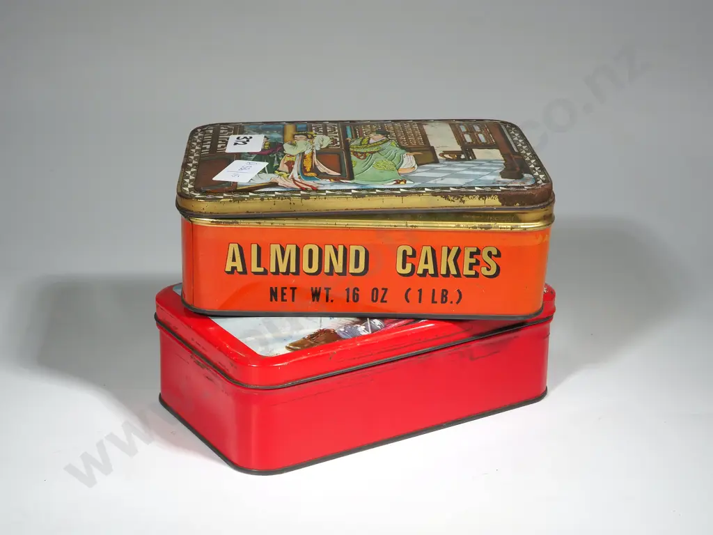 Two Vintage Tins - One w Wooden Pegs  Image 1++