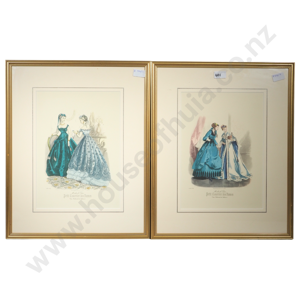 Pair of French Prints Depicting Female French Fashion 1867 Image 1++