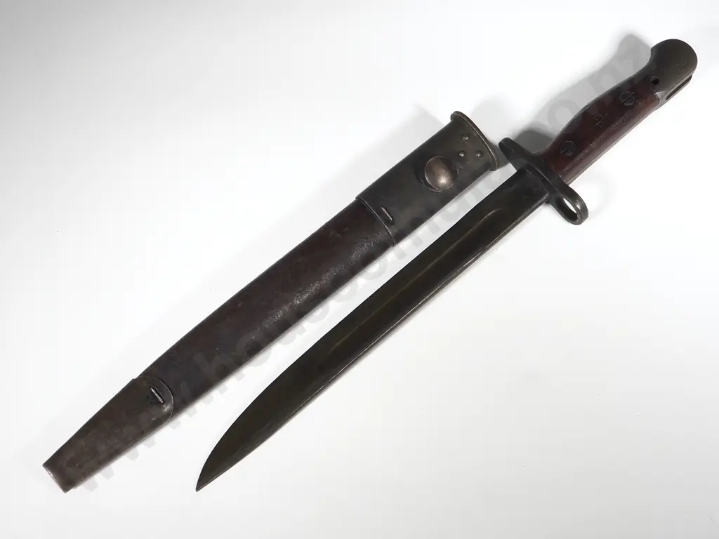 Australian 1950's Owen Gun Bayonet - Grips Marked SLA Slaz 52 & Scabbard Marked OA (Orange Arsenal)  Image 1++