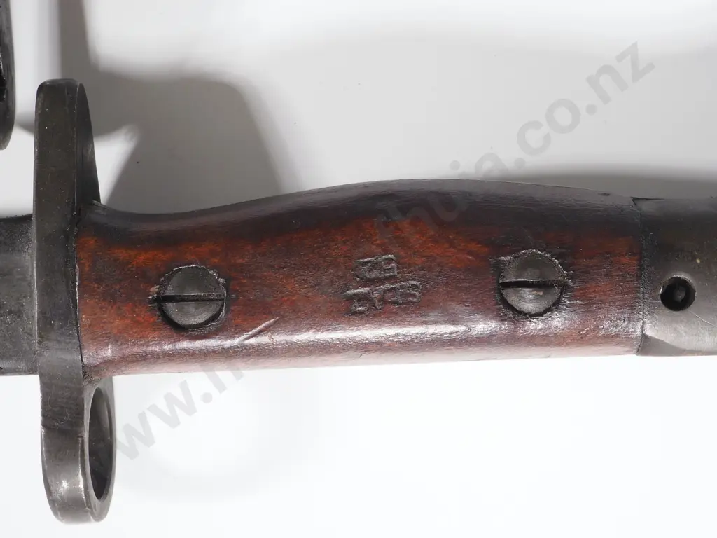 Australian 1950's Owen Gun Bayonet - Grips Marked SLA Slaz 52 & Scabbard Marked OA (Orange Arsenal)  Image 1++