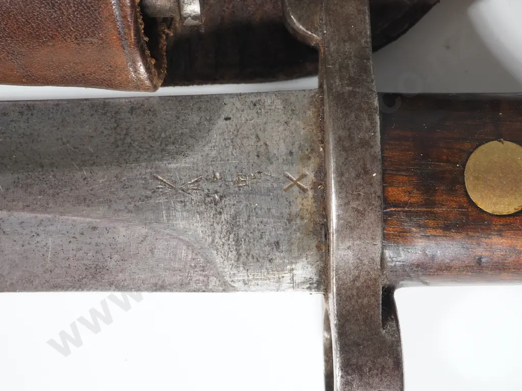 Boer War P1888 Bayonet w NZ Marked Leather Frog - Excellent Condition - Bayonet Dated 4 / 01  Image 1++