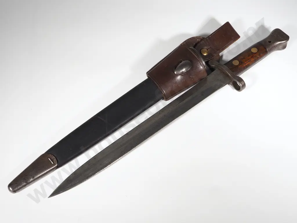 Boer War P1888 Bayonet w NZ Marked Leather Frog - Excellent Condition - Bayonet Dated 4 / 01  Image 1++