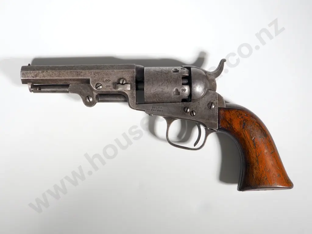 Cased Colt 1849 Pocket Pistol .31 Cal w Stagecoach Scene - London address - British Proof Marks - English Case & Extras Image 1++