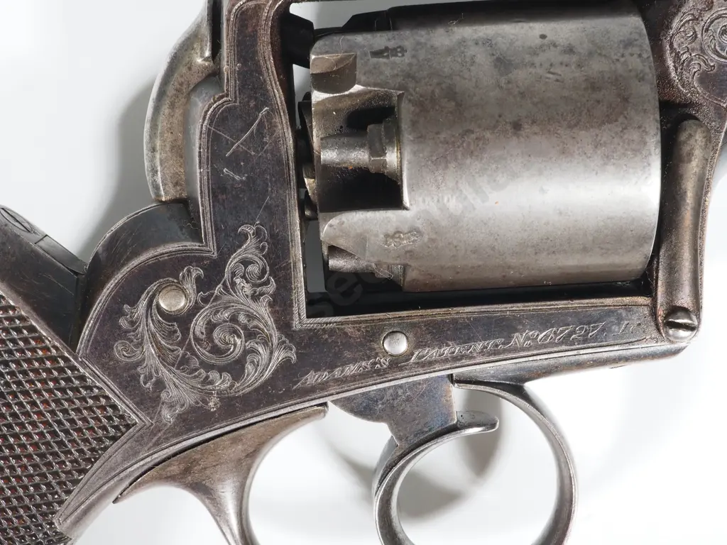 Cased Deane Adam & Deane Percussion Revolver with Engraved Borderline & T Guard & Accoutrements Image 1++