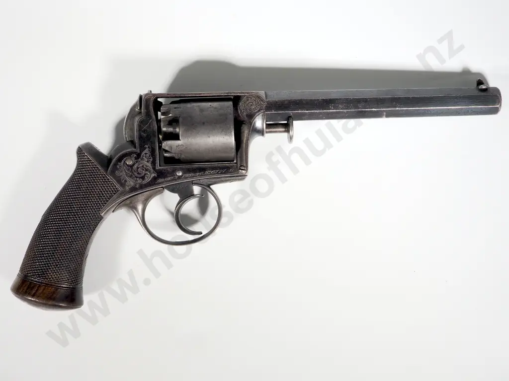 Cased Deane Adam & Deane Percussion Revolver with Engraved Borderline & T Guard & Accoutrements Image 1++