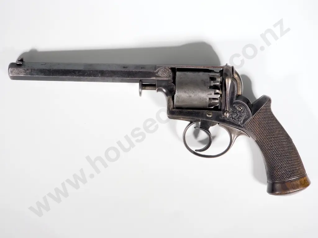 Cased Deane Adam & Deane Percussion Revolver with Engraved Borderline & T Guard & Accoutrements Image 1++