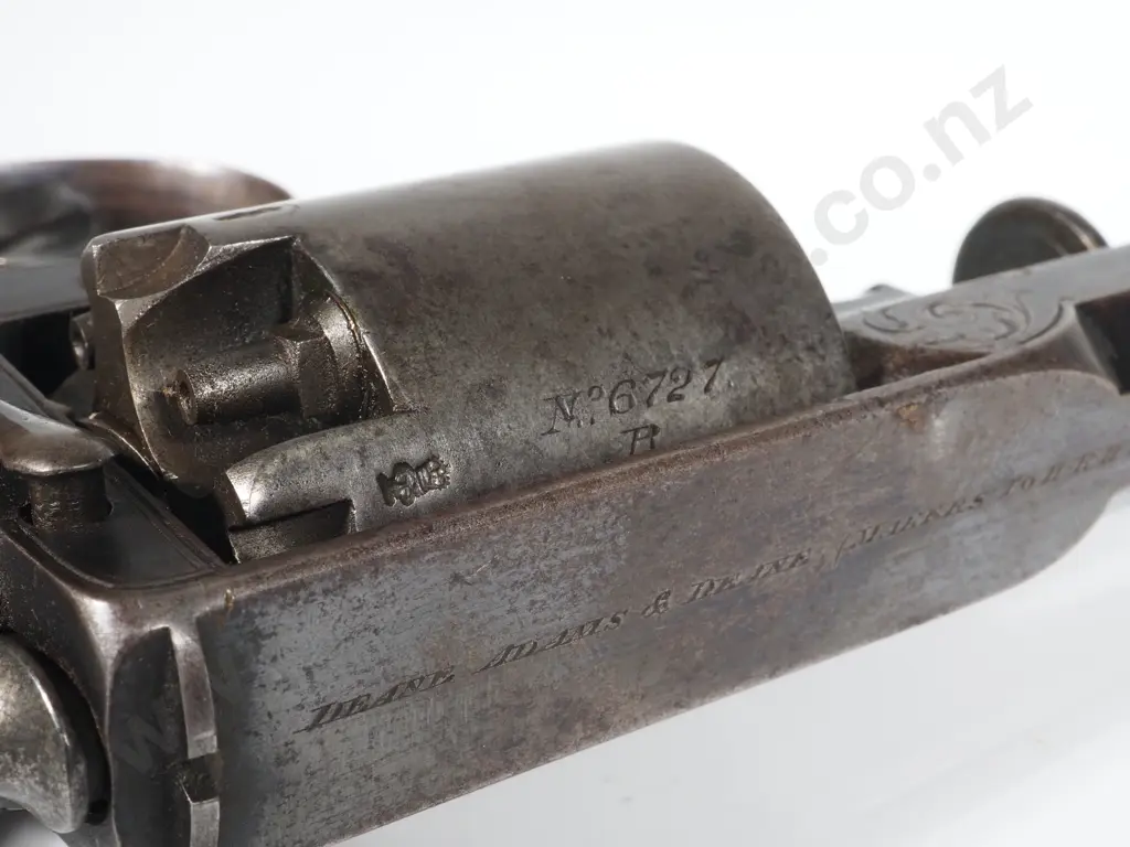 Cased Deane Adam & Deane Percussion Revolver with Engraved Borderline & T Guard & Accoutrements Image 1++