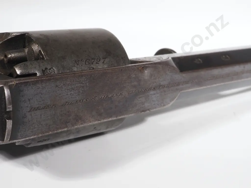 Cased Deane Adam & Deane Percussion Revolver with Engraved Borderline & T Guard & Accoutrements Image 1++