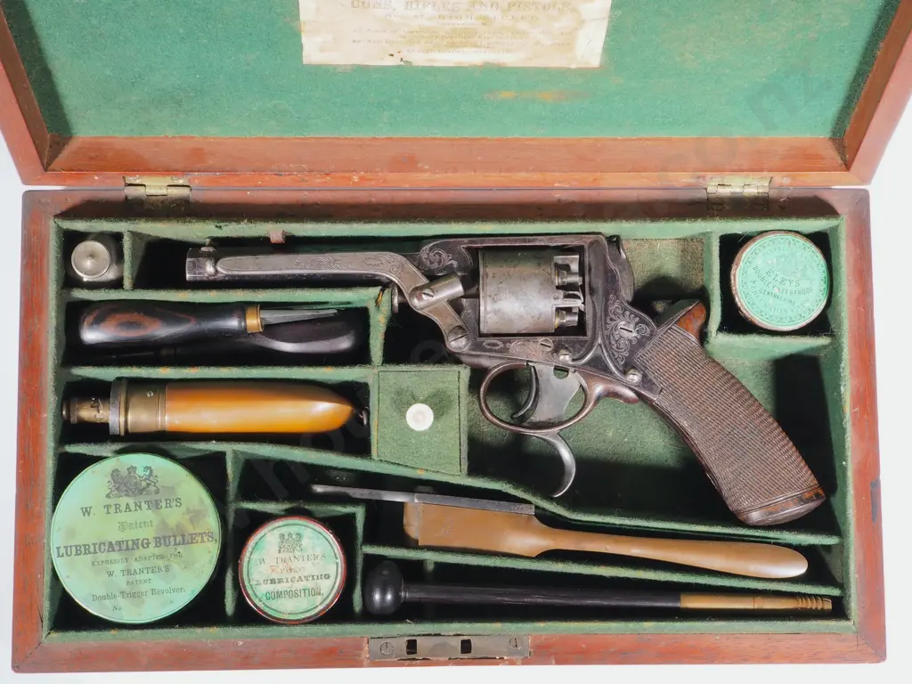Tranter Cased Six Shot Double Trigger M1878 Revolver by E C Green & Associated Accessories Image 1++