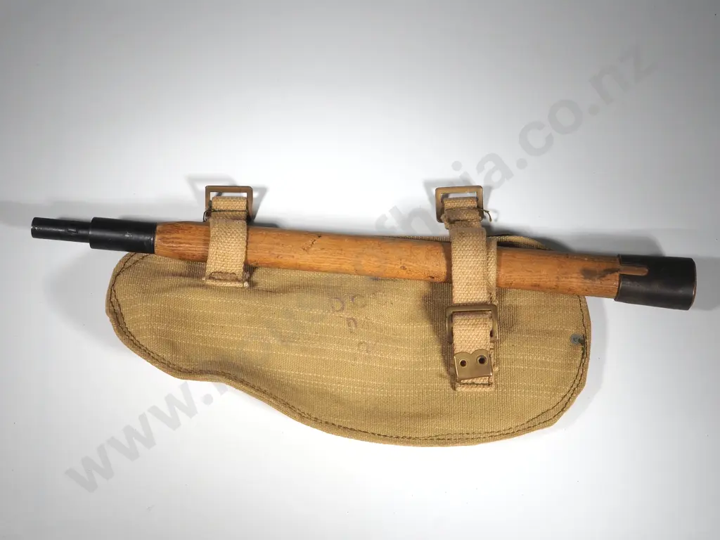 Scarce WW2 Entrenching Tool w Mine Probe Handle & Cover - Marked Australian Department of Defence 1941 Image 1++