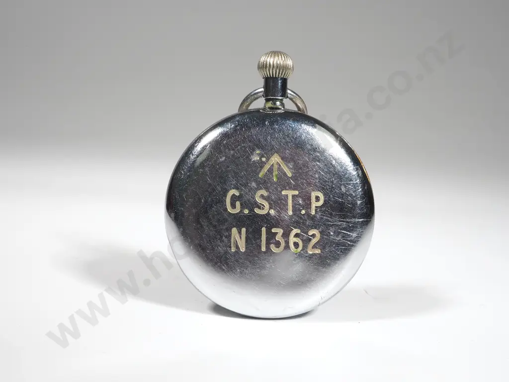 Military Issue Leonidas Black Face Pocket Watch Circa WW2 - Working Image 1++