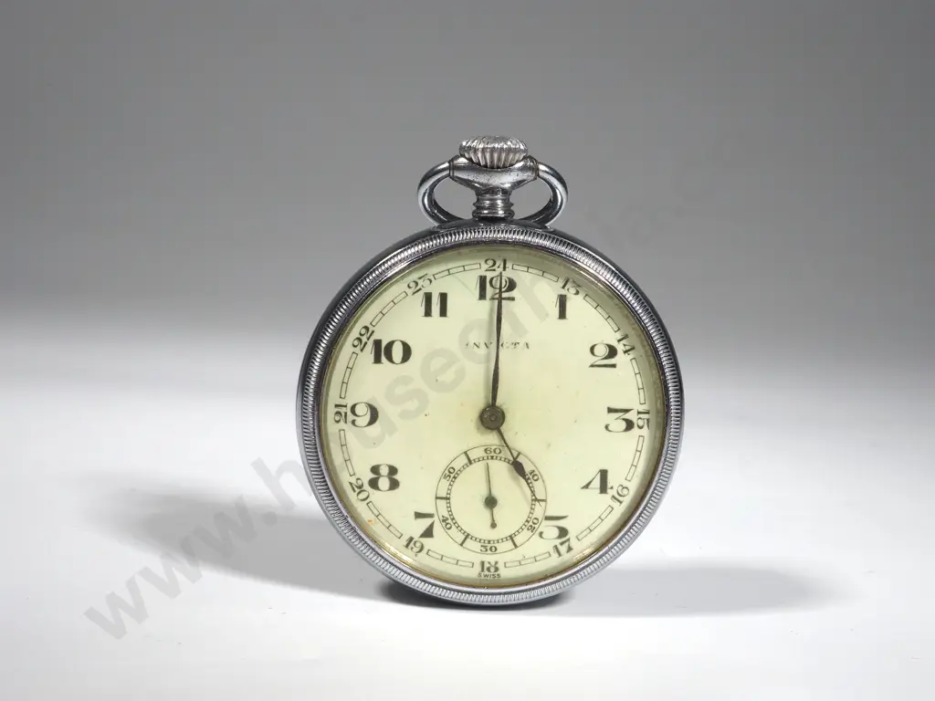 WW2 1941 Presentation Invicta Pocket Watch to Lt A Wainright - From Officers Fiji Artillery 25-12-1941 - Working  Image 1++