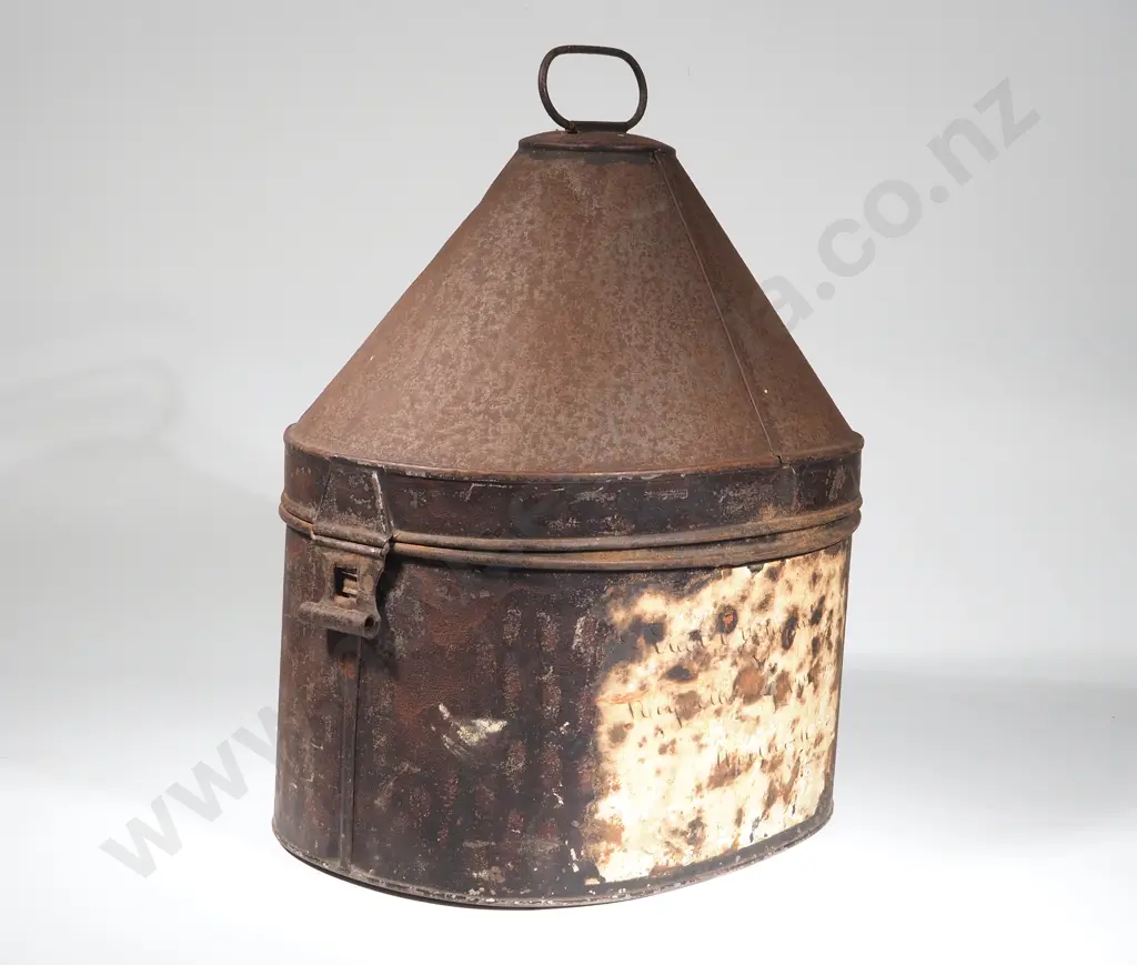 19th Century British Overseas Service Other Ranks Blue Helmet in Tin Box Image 1++