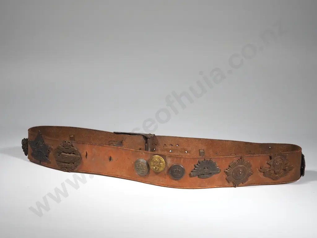 WW1 German Belt w Assorted Vet Bring Back Badges Image 1++