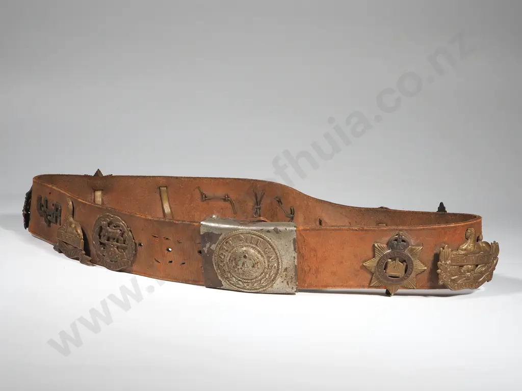 WW1 German Belt w Assorted Vet Bring Back Badges Image 1++