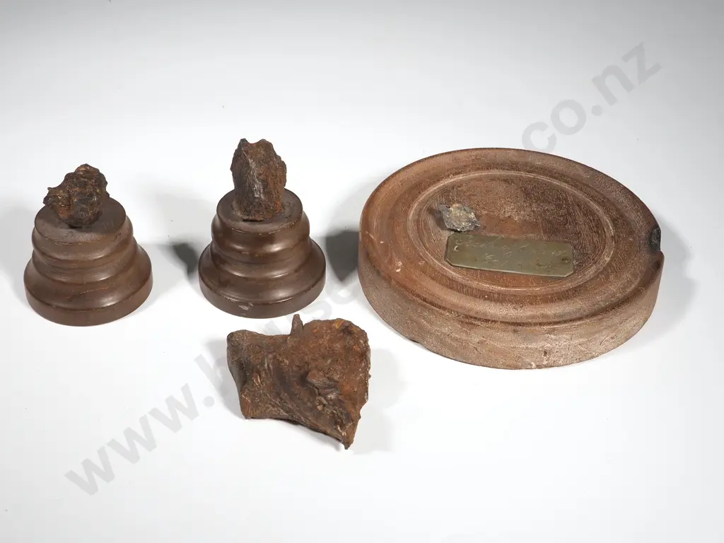 WW1 Shrapnel from the Battle of Jutland - Largest Naval Battle of the War - Mounted on Wooden Plinths Image 1++