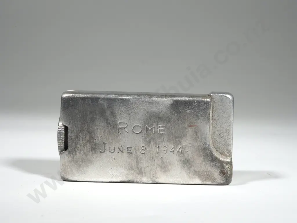 Trench Art Lighter 'Rome June 8 1944" S W H Uncles 16461 Image 1++