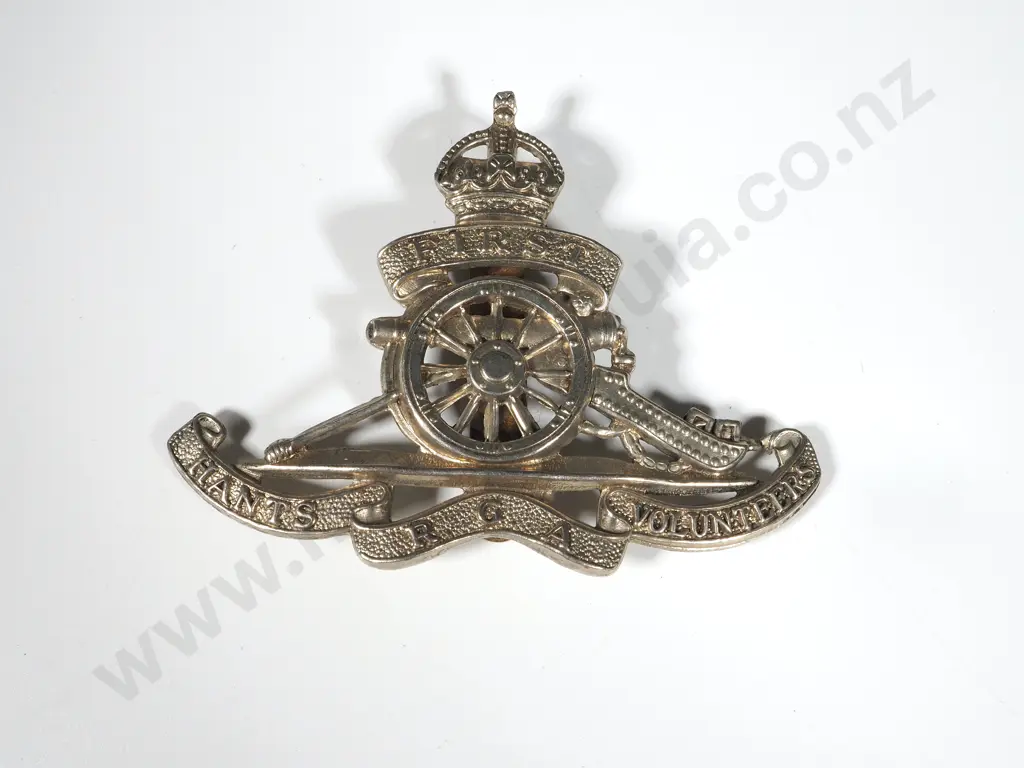 Pre-WW1 HANTS (Hampshire) Royal Garrison Artillery Volunteers Cap Badge Image 1++