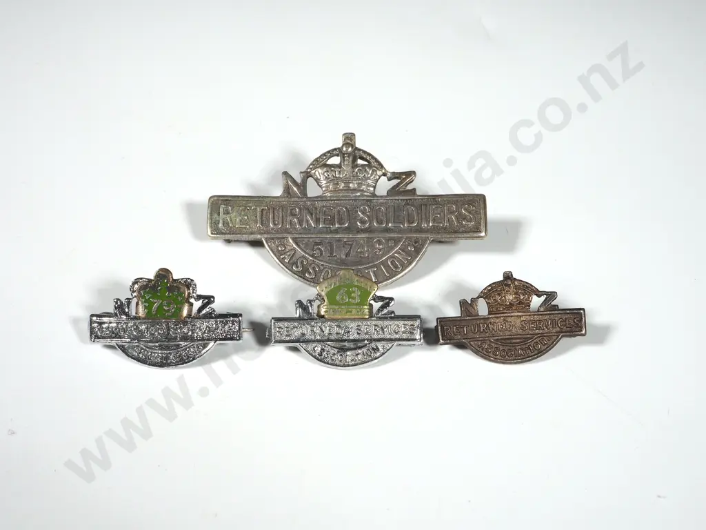 WW1 New Zealand Large RSA Badge to 51749 Duncan McIntosh & 3 Small RSA Badges Image 1++