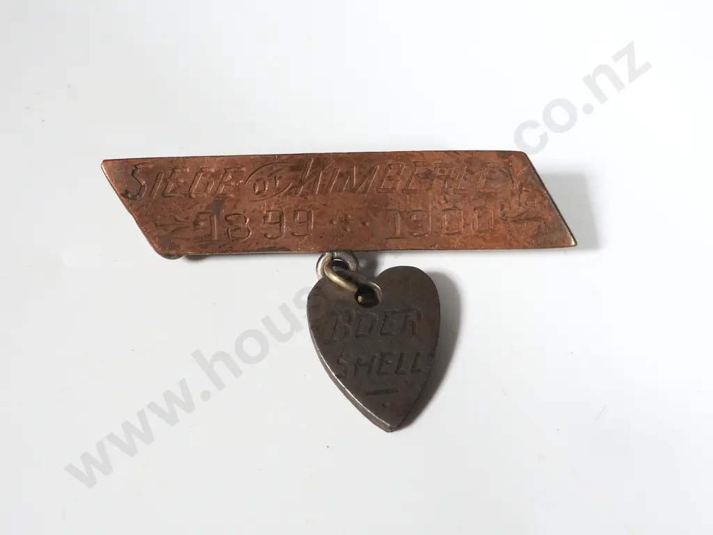 Seige of Kimberly Boer War Sweetheart Brooch - Containing Boer Shell Hanging in Shape of a Heart Image 1++