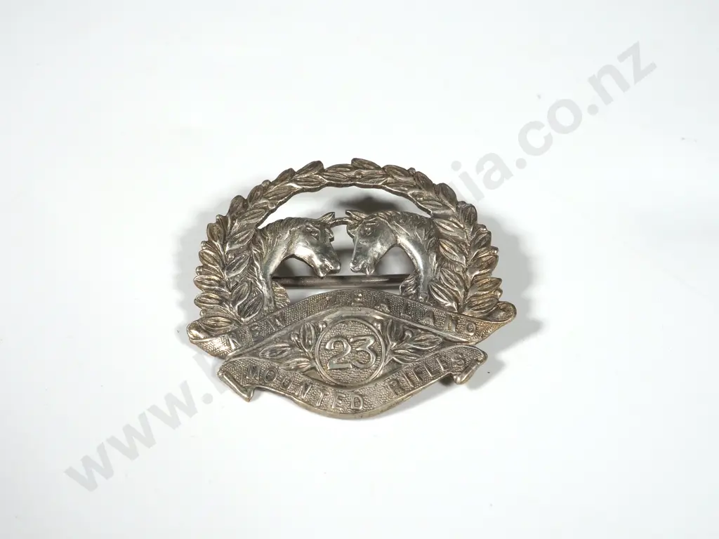 WW1 New Zealand 23rd Mounted Rifle Sterling Silver Sweetheart Brooch Image 1++