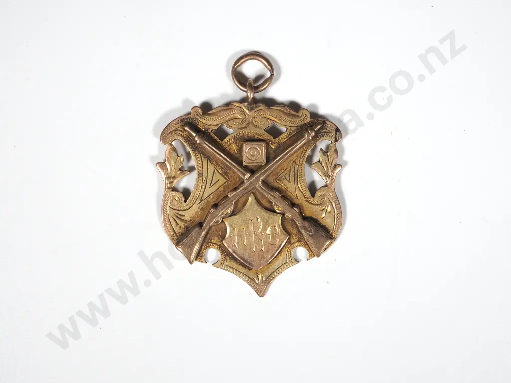 9ct Gold Rifle Shooting Fob Prize 1914-15 to J Shearer Image 1++