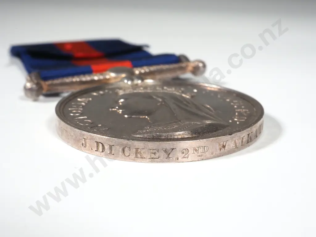 New Zealand Wars Medal - J Dickey 2nd Waikato Militia Image 1++